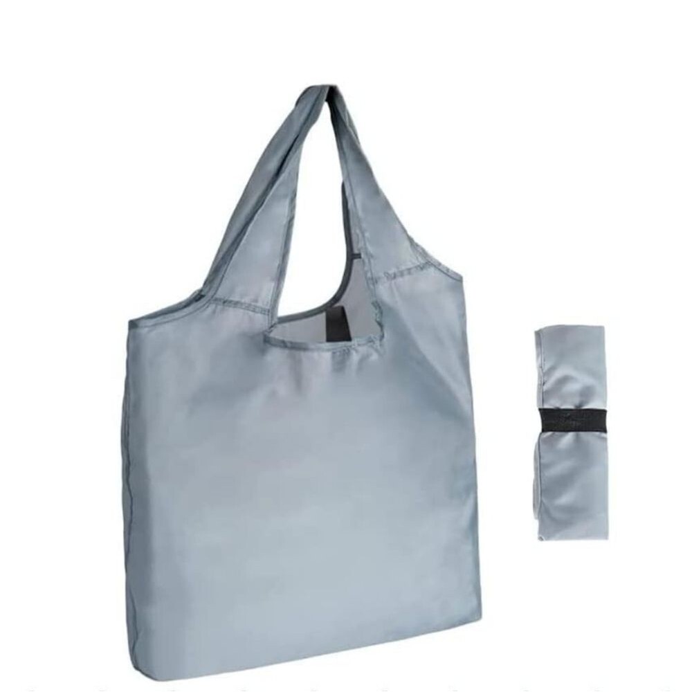 Gray Foldable bag reusable Collapsible shopping Tote Bag